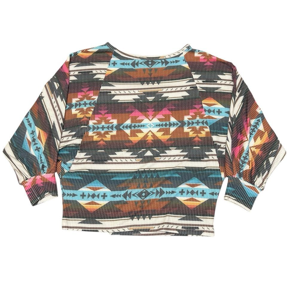 Sterling Kreek Women's Pullover Aztec Western Shirt‎ Size Medium Oversized